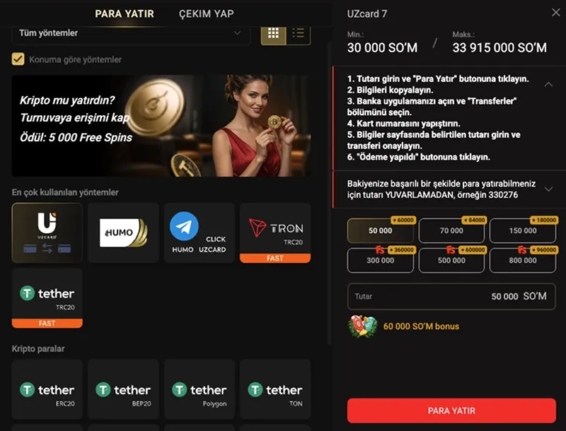 Pinco oyna para yatırma adımları