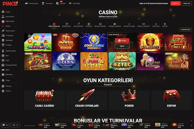 pinco casino ana sayfası